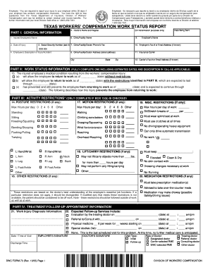 Texas Workers' Compensation Work Status Report