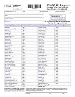 Ohio School District Income Tax Employer Payment Form
