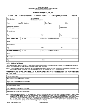 Florida Lien Satisfaction Form