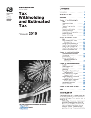 IRS Publication 505 Tax Withholding and Estimated Tax