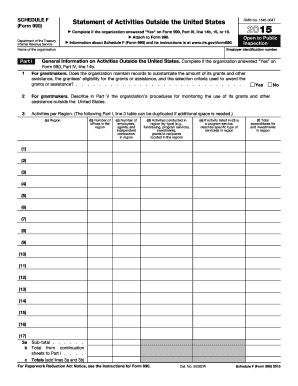 Schedule F Form 990 Statement of Activities Outside the United States