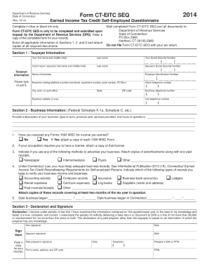 Connecticut Earned Income Tax Credit Self-Employed Questionnaire