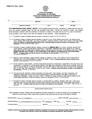 Georgia Sales Tax Certificate of Exemption