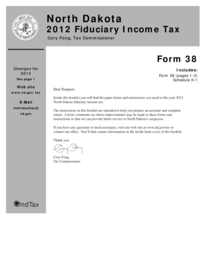 North Dakota Fiduciary Income Tax Form 38