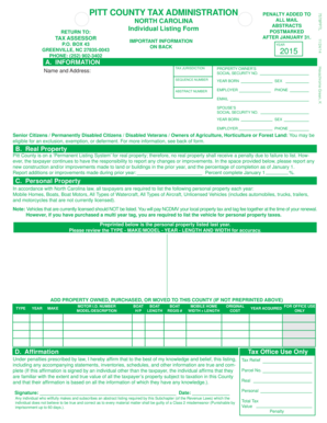 North Carolina Individual Listing Form