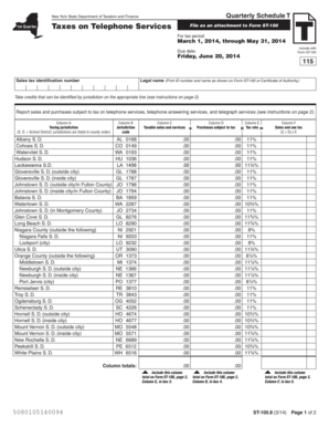 New York Quarterly Schedule T for Telephone Services
