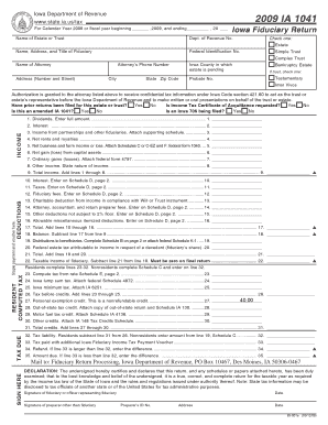 Iowa Fiduciary Income Tax Return 2009