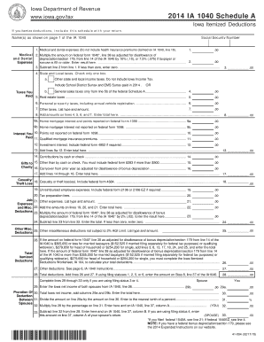 Iowa Itemized Deductions Schedule A