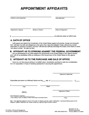 Appointment Affidavit Form