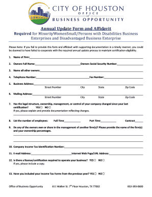 Annual Update Form and Affidavit for Minority and Disadvantaged Businesses