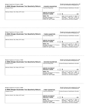 Michigan C-8002 Single Business Tax Quarterly Return