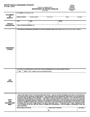 Motor Vehicle Ownership Affidavit