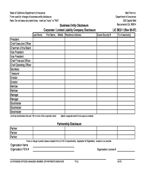 California Business Entity Disclosure Form