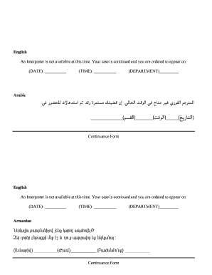 Court Continuance Form