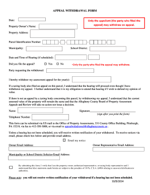Appeal Withdrawal Form