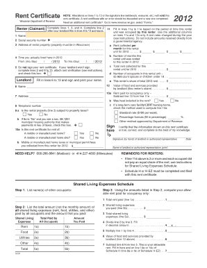 Wisconsin Rent Certificate