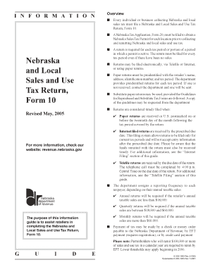 Nebraska Sales and Use Tax Return Form 10