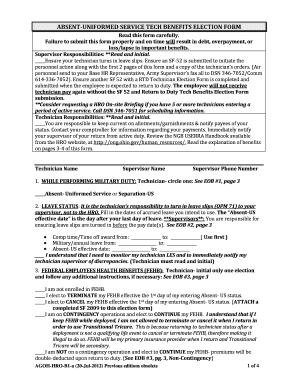 Absent Uniformed Service Tech Benefits Election Form