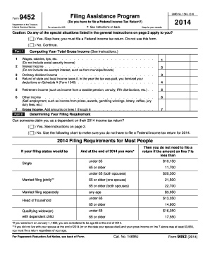 IRS Form 9452 Filing Assistance Program
