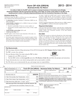 Connecticut Business Entity Tax Return Form OP-424