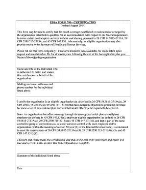 EBSA Form 700 Certification
