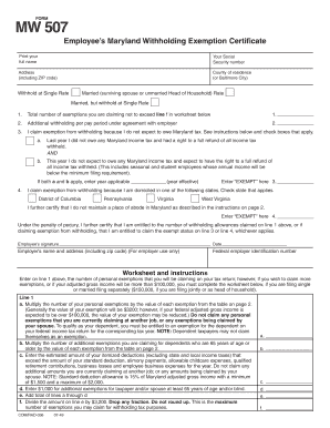Maryland Withholding Exemption Certificate