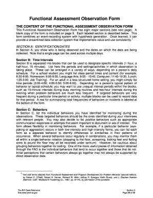 Functional Assessment Observation Form