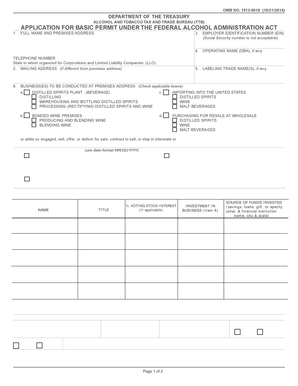 Application for Basic Permit Under the Federal Alcohol Administration Act