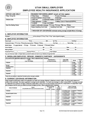 Utah Small Employer Health Insurance Application