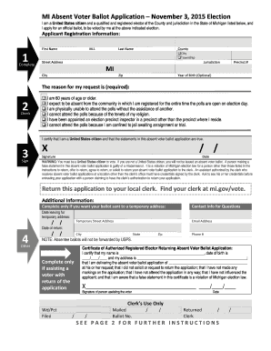 Michigan Absent Voter Ballot Application