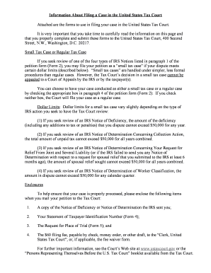 US Tax Court Petition Form