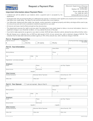 Wisconsin Payment Plan Request Form