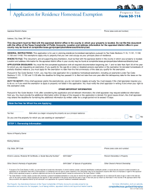 Texas Residence Homestead Exemption Application