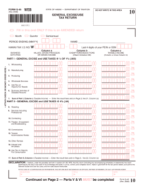 Hawaii General Excise and Use Tax Return
