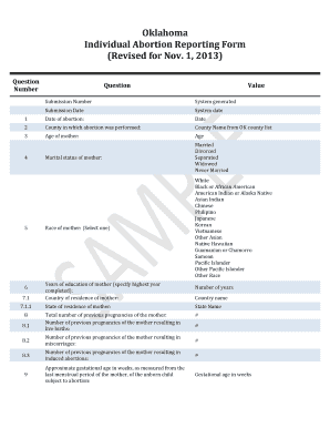 Oklahoma Individual Abortion Reporting Form