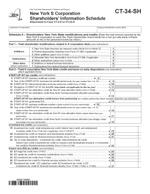 New York S Corporation Shareholders’ Information Schedule