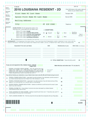 Louisiana Resident Income Tax Form 2010