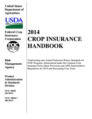 Fillable Online rma usda 2014 crop insurance handbook ...