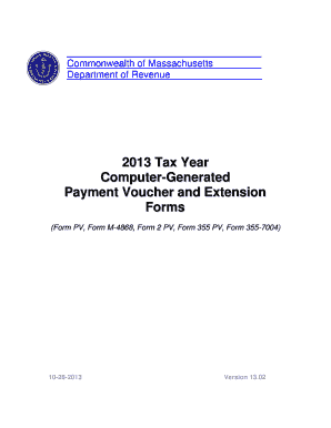 Massachusetts 2013 Tax Payment and Extension Forms