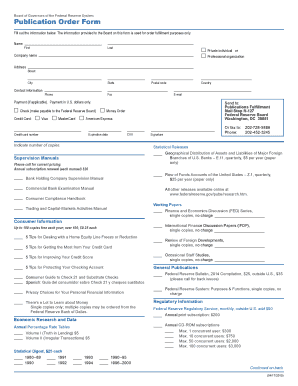 Federal Reserve Publication Order Form