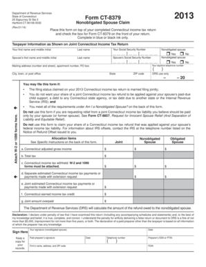 Connecticut Nonobligated Spouse Claim Form CT-8379