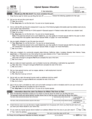 IRS Form 8379 Injured Spouse Allocation