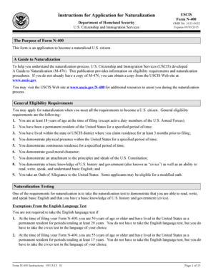 USCIS Form N-400 Application for Naturalization