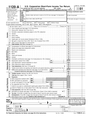 US Corporation Short-Form Income Tax Return
