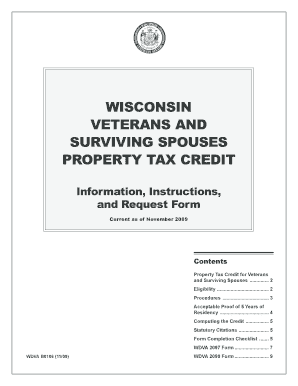 Wisconsin Veterans and Surviving Spouses Property Tax Credit Form