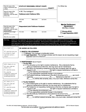 Wisconsin Marital Settlement Agreement