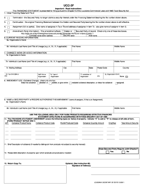 Louisiana UCC-3F Financing Statement Amendment