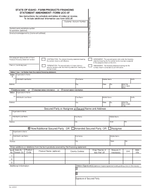 Idaho Farm Products Financing Statement Amendment