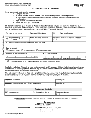 Wisconsin W-2 Electronic Funds Transfer Form