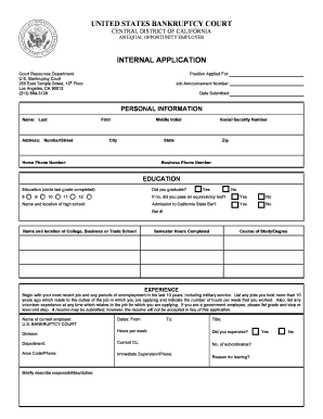 US Bankruptcy Court Internal Application